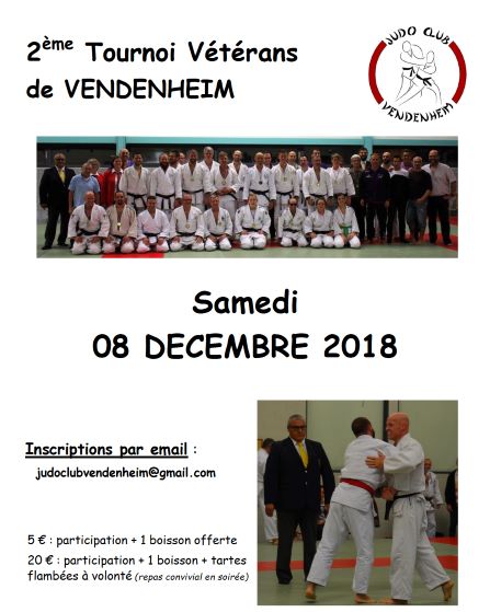 8  décembre 2018 –  LE JCV organise la 2ème édition de l’open vétérans de Vendenheim